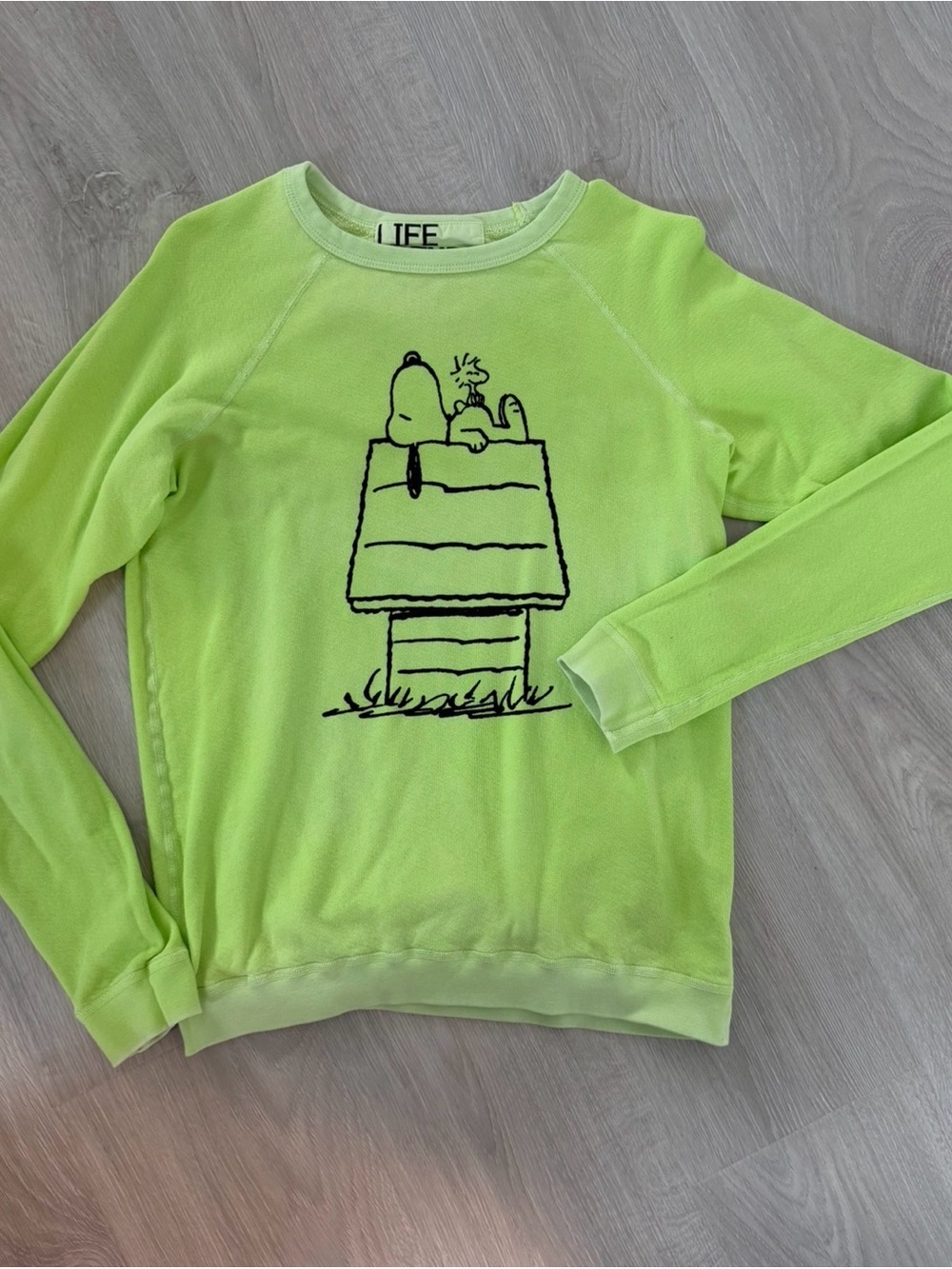 freecity Neon Lime Snoopy Graphic Sweatshirt